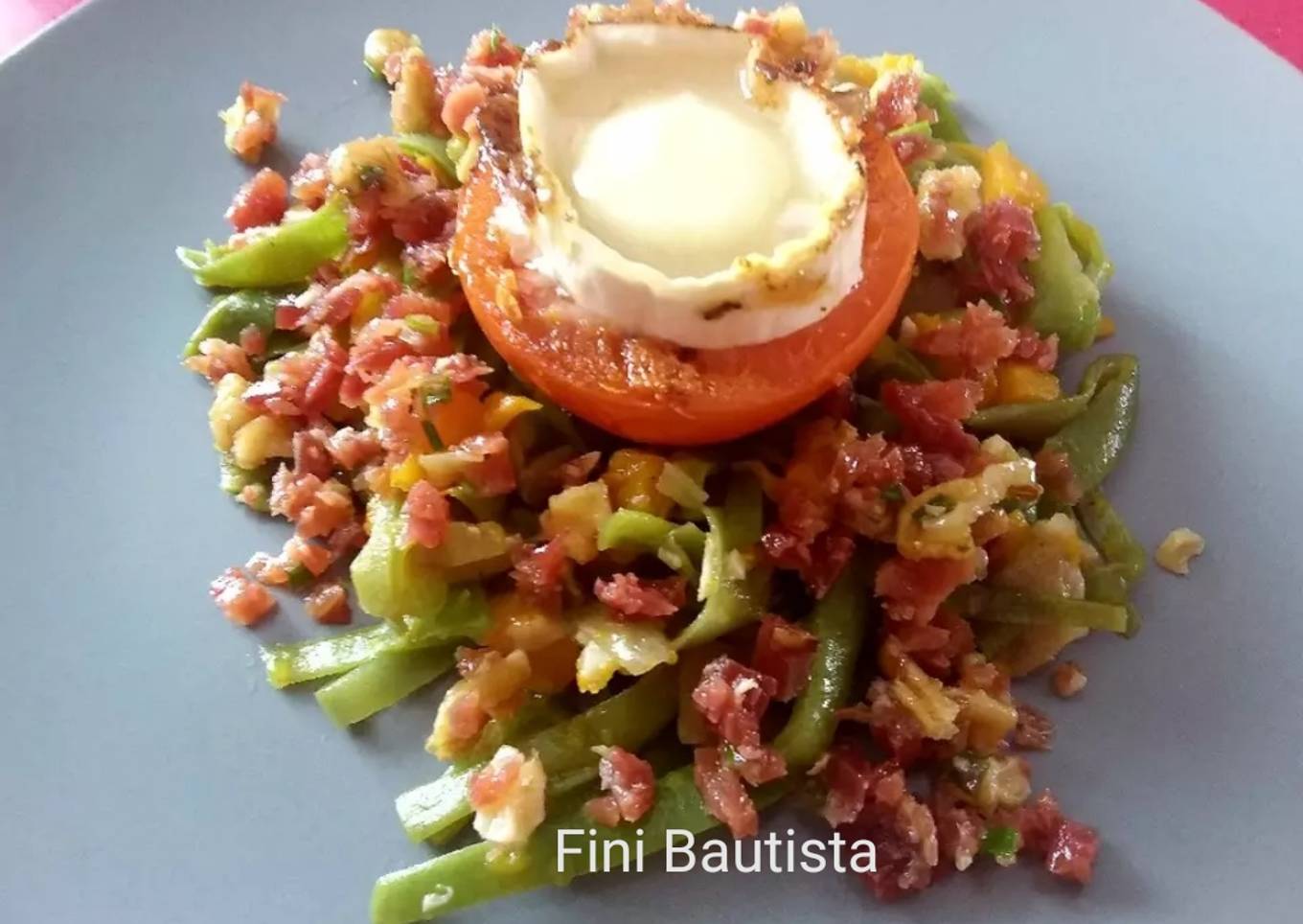 Judías salteadas con jamón y calabaza