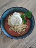 Spaghetti au gaspacho et burratina