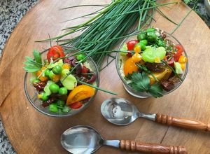 Une photo de 🫛🌽🫜Verrines 🥕Couscous Méditerranéen 🐝