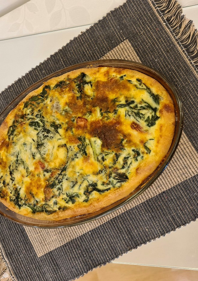 Una foto de Pastel de acelgas con tocino ahumado