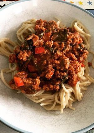 A picture of Vegan spaghetti Bolognese.