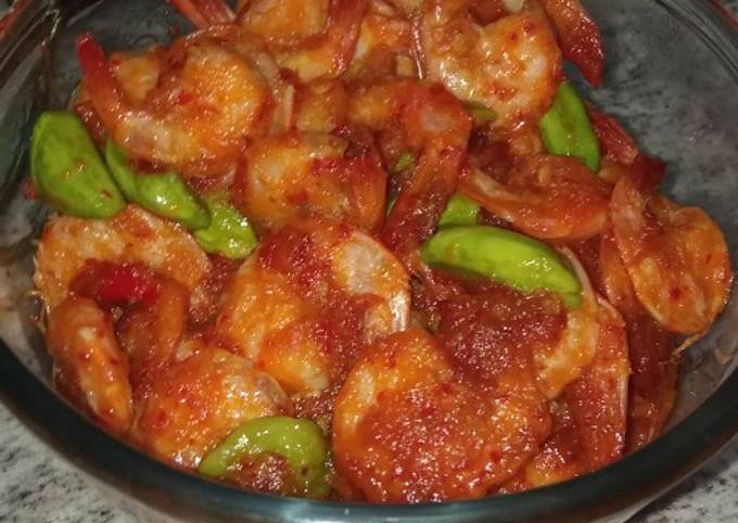 Balado upet (udang pete)