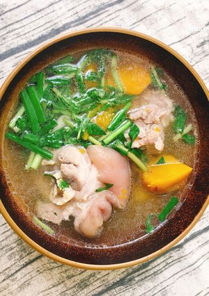 Hình của món Canh Bí Đỏ Nấu Giò Heo.