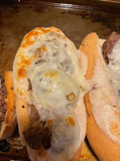 A picture of French Onion meatball subs.