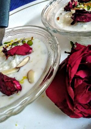 A picture of Thandi kheer with condensed milk.