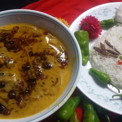 Karhi with boil rice A picture of Karhi with boil rice.