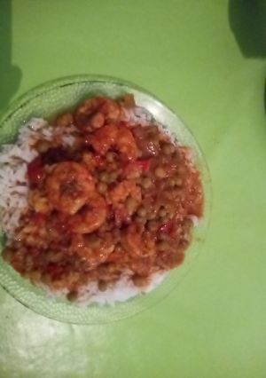 Una foto de Arroz con langostinos