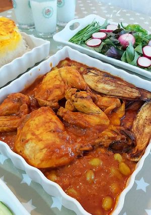 عکسی از دستور مسمای مرغ و بادمجان