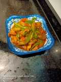 Sauteed spicy beef gravel (oseng kikil sapi) indonesia style
