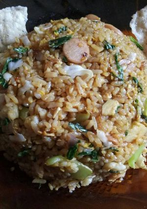 Foto resep Nasi goreng sosis pakcoy kecap ala D'Kost
