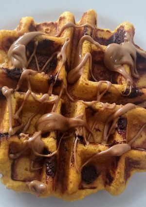Una foto de Waffle de calabaza especiado