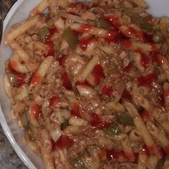 Chickn vegetable pasta A picture of Chickn vegetable pasta.