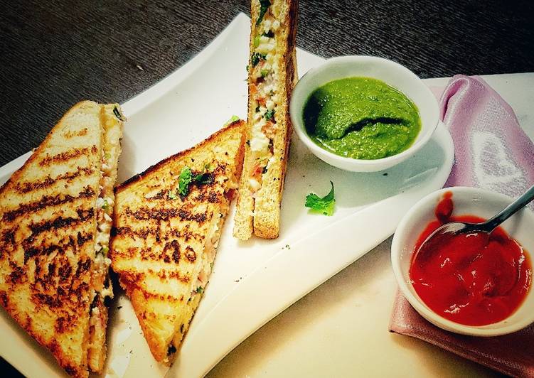 Recipe of Jamie Oliver Grill paneer sandwich