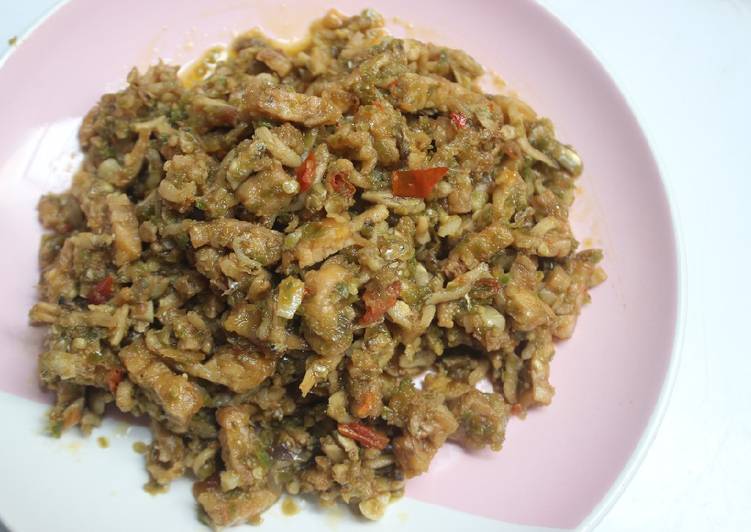 Sambel teri mix tempe cabe ijo