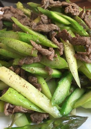 Hình của món Măng Tây xào thịt bò.