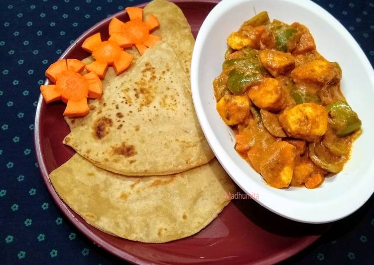 Recipe of Homemade Paratha and Paneer Subzi
