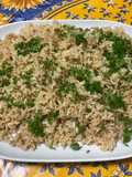 Brown Rice with Vegetable Broth and Parsley