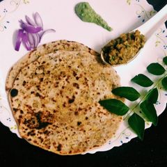 A picture of Green moong stuffed parathas.