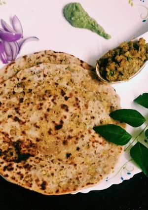 A picture of Green moong stuffed parathas.