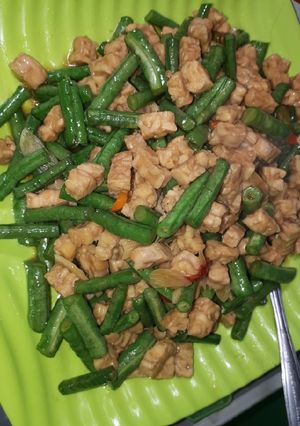 Foto resep Tumis kacang panjang dan tempe sederhana