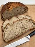 Seeded San Francisco sourdough using scalded spelt flour (2 loaves)
