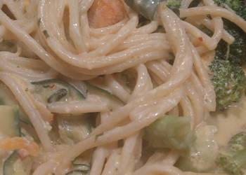 Ultimate, Prepare Random creamy vegetable spaghetti with garlic Delicious Nutritious