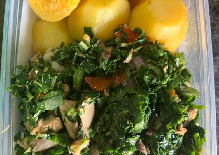 Easiest Way to Make Tasty Green vegetable with boiled Irish and plantain This is A Recipe That Has Been Tested  From Best My Grandma's Recipe !!