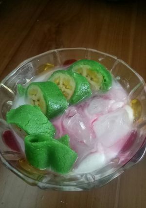 Foto resep Es pisang ijo dadar