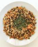 Arroz integral con lentejas y zanahoria caramelizada