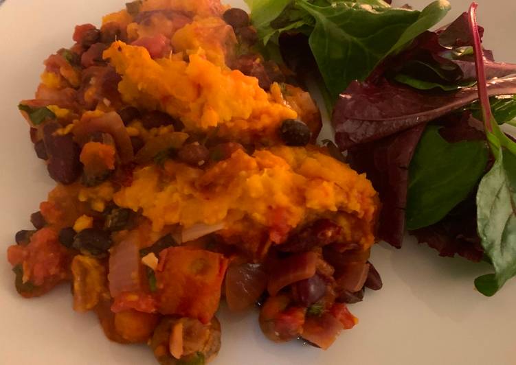 Steps to Prepare Favorite Sweet potato and black bean shepherds pie