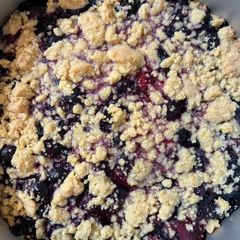A picture of Blueberry cornmeal cake.