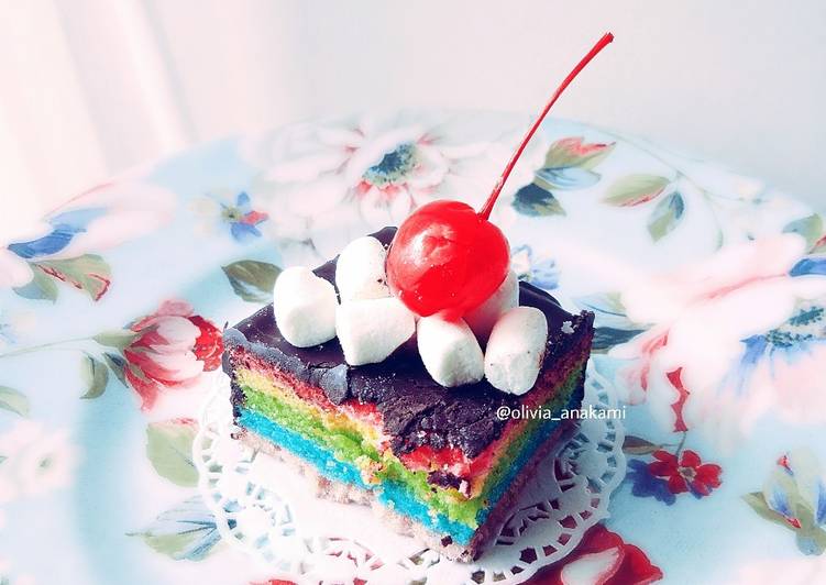 Resep Rainbow Cake kukus (simple birthday cake), Sempurna