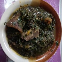 A picture of Ugu and okazi soup.