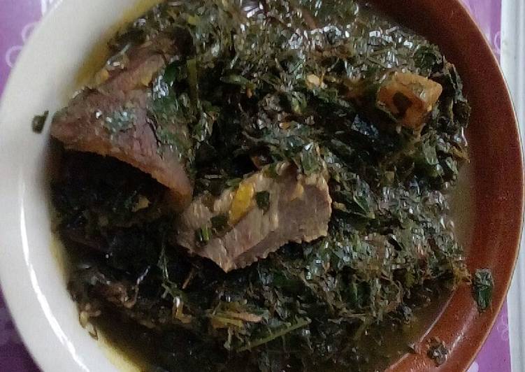 Ugu and okazi soup