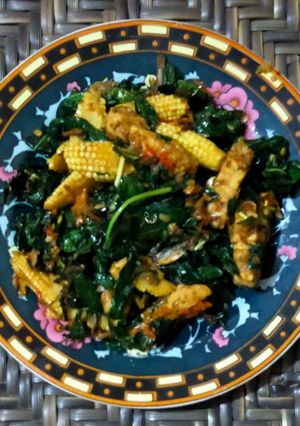 Foto resep Tumis daun singkong,tempe putren+kemangi