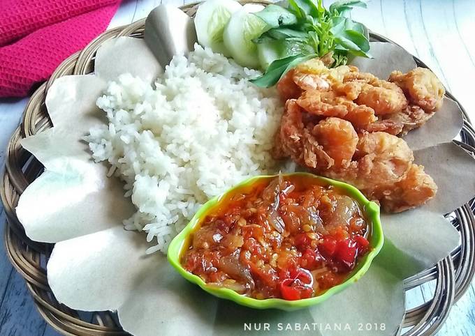 Udang Krispi dan Sambal Bawang ala Bu Rudy