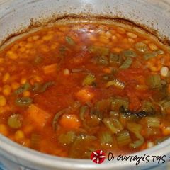 Bean soup in a clay cooking pot A picture of Bean soup in a clay cooking pot.