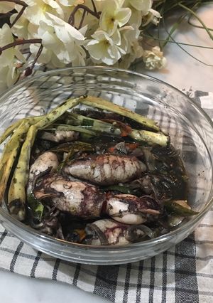 Foto resep Cumi telur cilacap masak hitam pedas enak banget