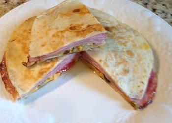 Easy Prepare Recipe Ham  Cheese Quesadillas Savory Delicious
