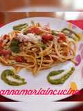 Scialatielli with Three Kinds of Cherry Tomatoes and Basil Pesto