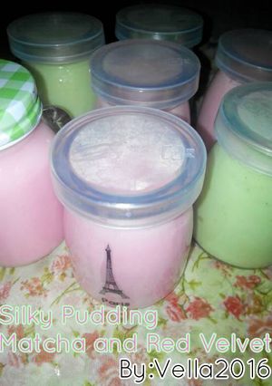 Foto resep Silky Pudding Matcha and Red Velvet (with SKM)
