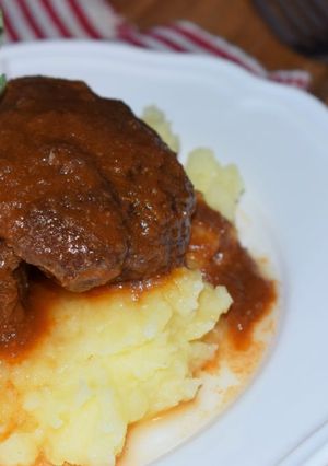 A picture of Slow Cooker Pork Cheeks in Red Wine (Traditional Recipe).
