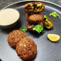 A picture of Baked Green Chickpea Falafel or Baked Magical Green Falafel !!.