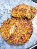 Hamburguesas de garbanzos triturados y lentejas