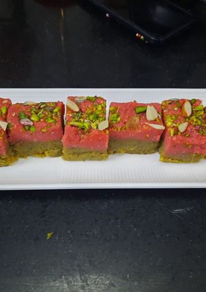 A picture of Pistachio cashew burfi.