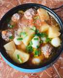 Xíu mại bọc trứng cút hầm khoai tây