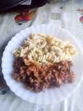Fideos con trocitos de carne