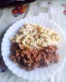 Fideos con trocitos de carne