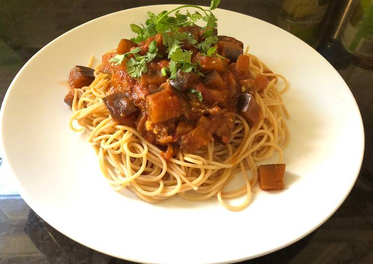 Recipe of Ultimate Easy spaghetti eggplant bolognese