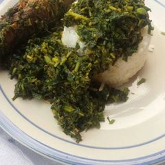 Spinach stew with rice A picture of Spinach stew with rice.